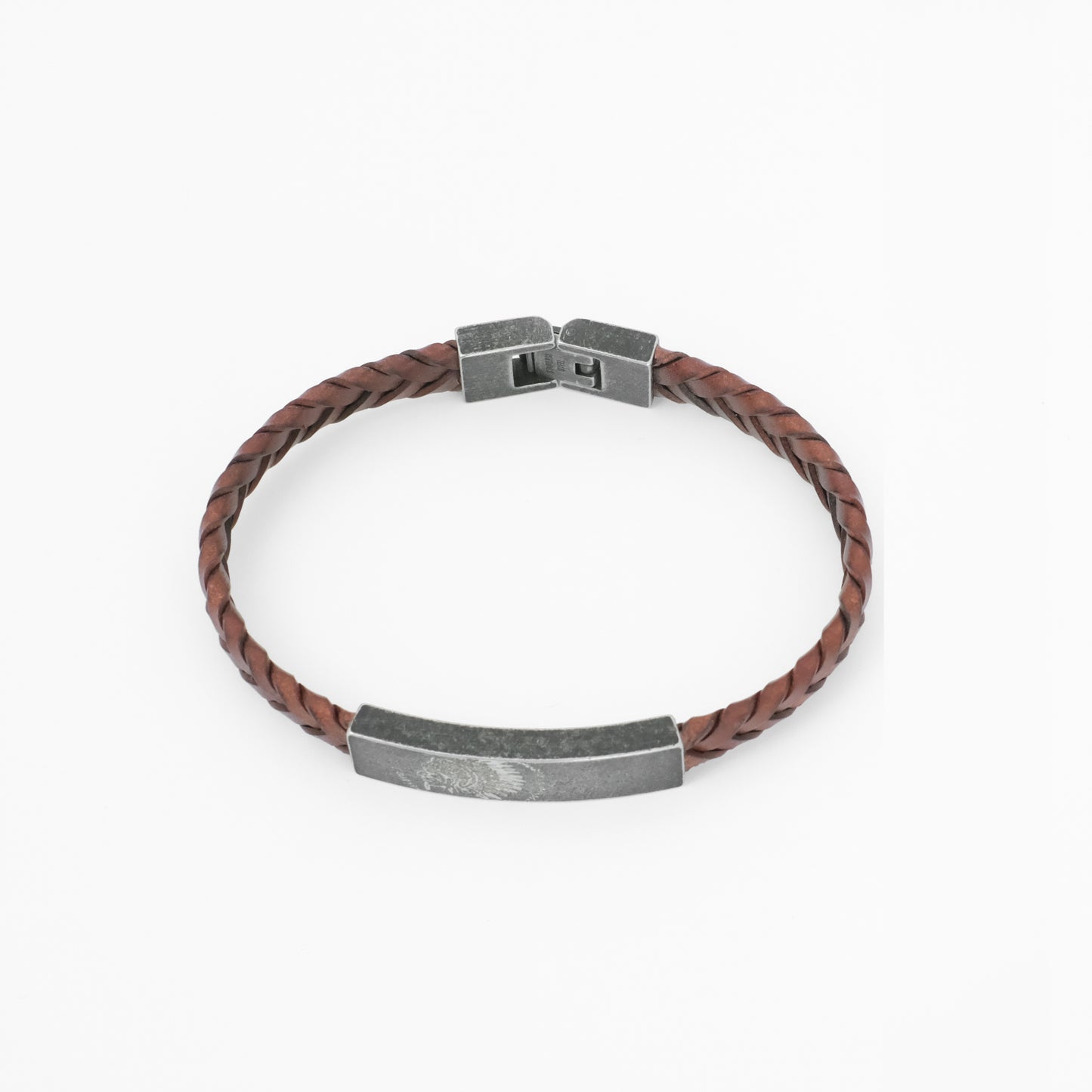 T.O.E Logo pattern leather & Metal Bracelet
