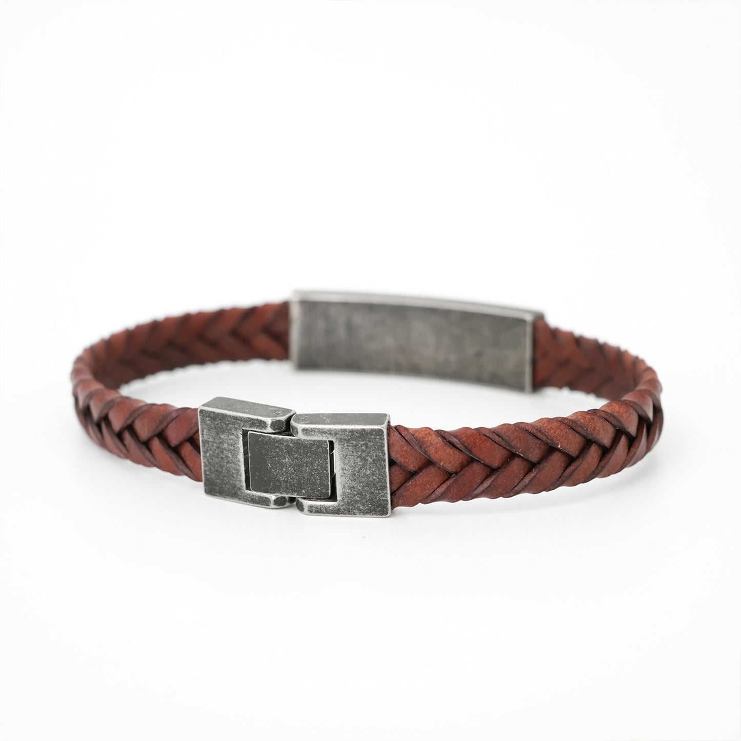 T.O.E Logo pattern leather & Metal Bracelet