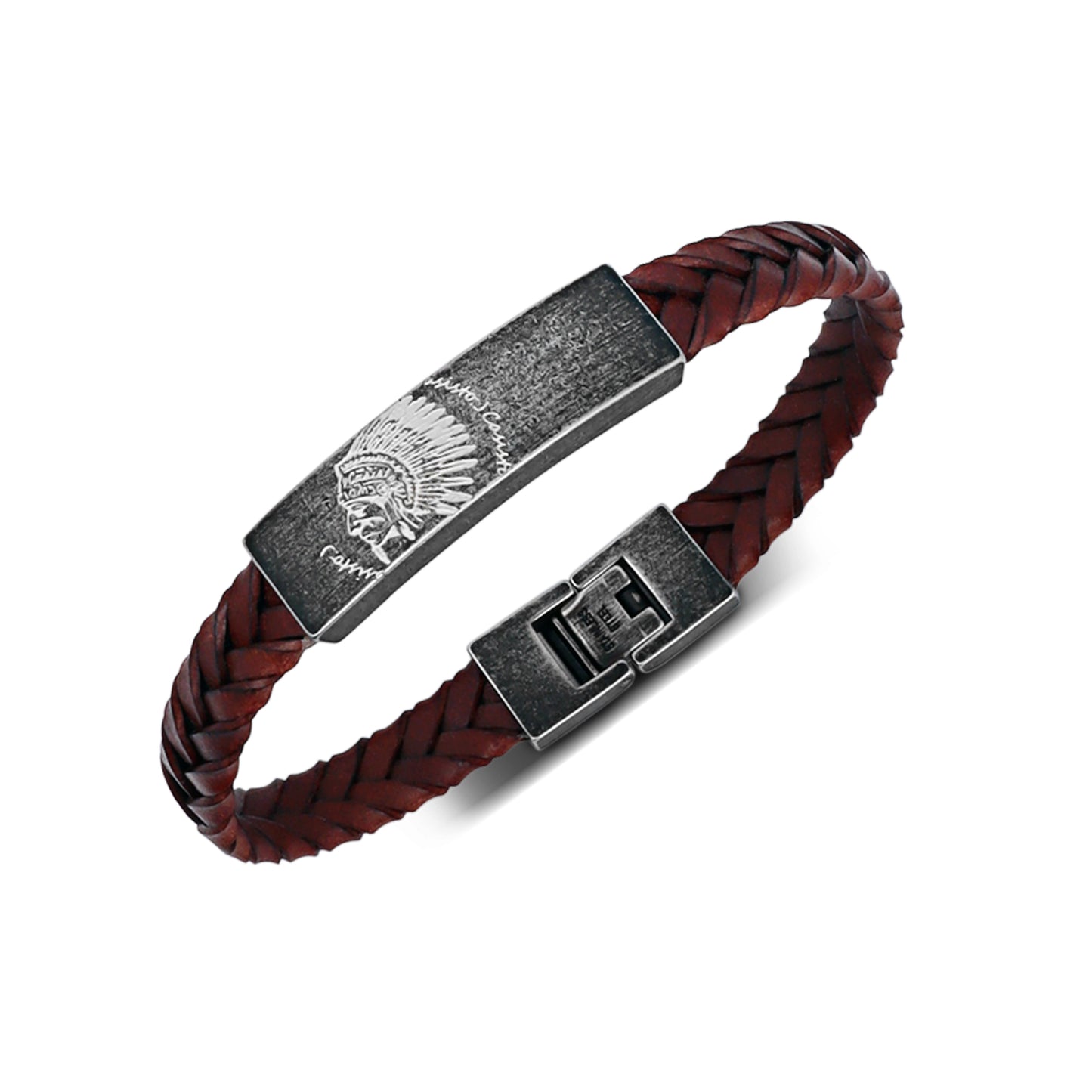 T.O.E Logo pattern leather & Metal Bracelet